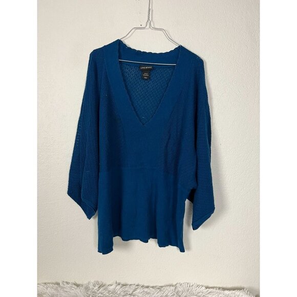 Lane Bryant  Sweater 26/28 Blue Deep V-Neck Wide sleeve knit - Picture 3 of 5